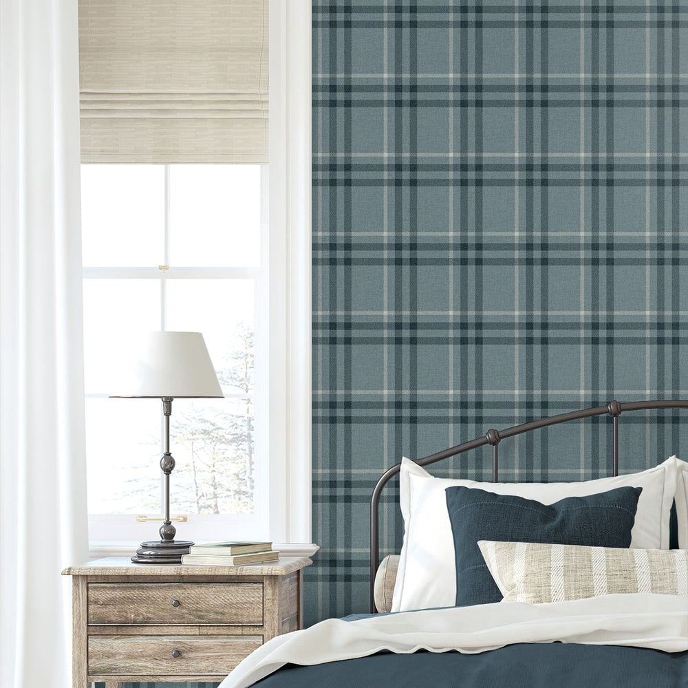 
                  
                    EP10802 blue plaid prepasted wallpaper bedroom from Seabrook Designs
                  
                