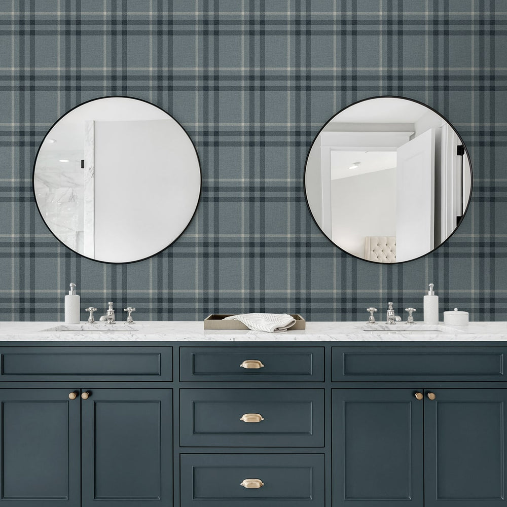 
                  
                    EP10802 blue plaid prepasted wallpaper bathroom from Seabrook Designs
                  
                