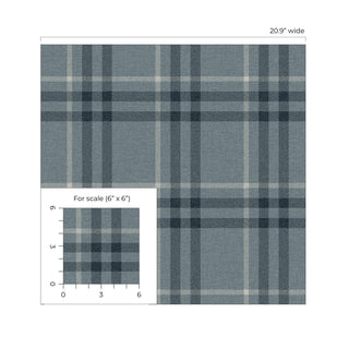 EP10802 blue plaid prepasted wallpaper scale from Seabrook Designs