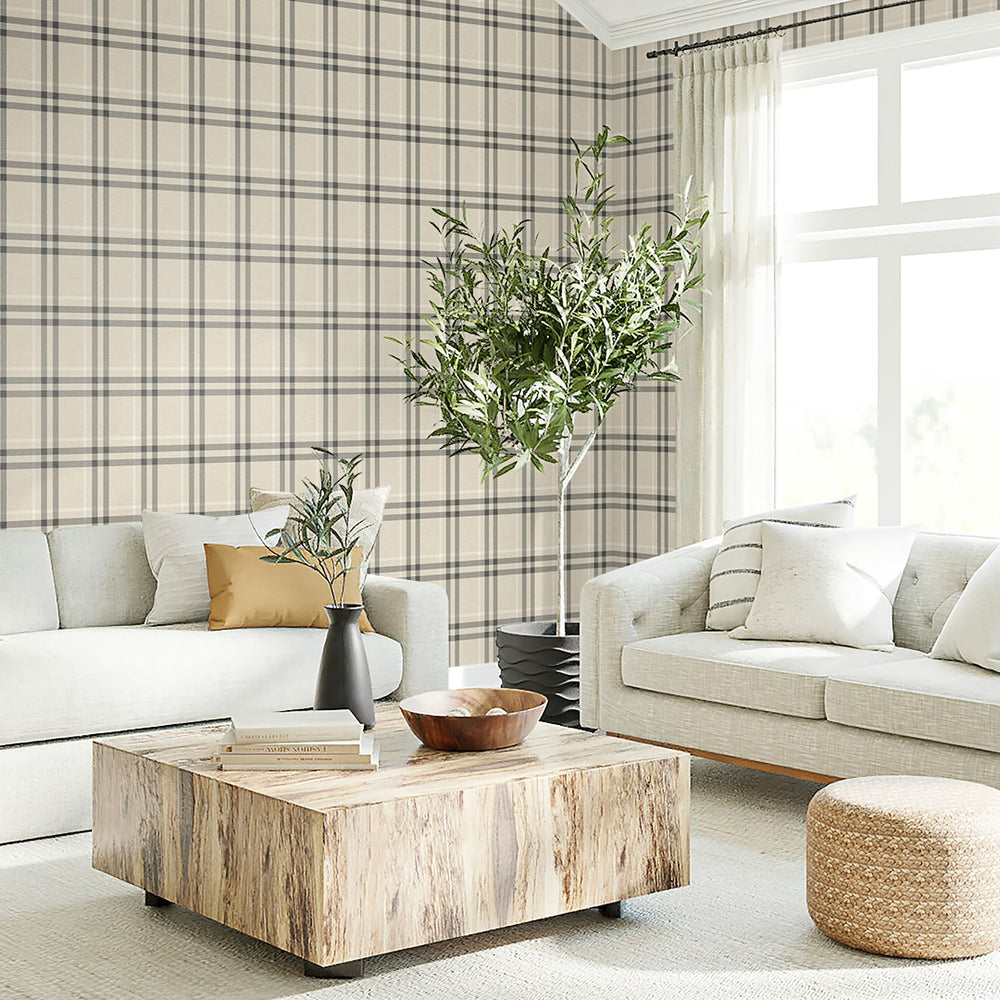
                  
                    EP10805 neutral plaid prepasted wallpaper living room from Seabrook Designs
                  
                