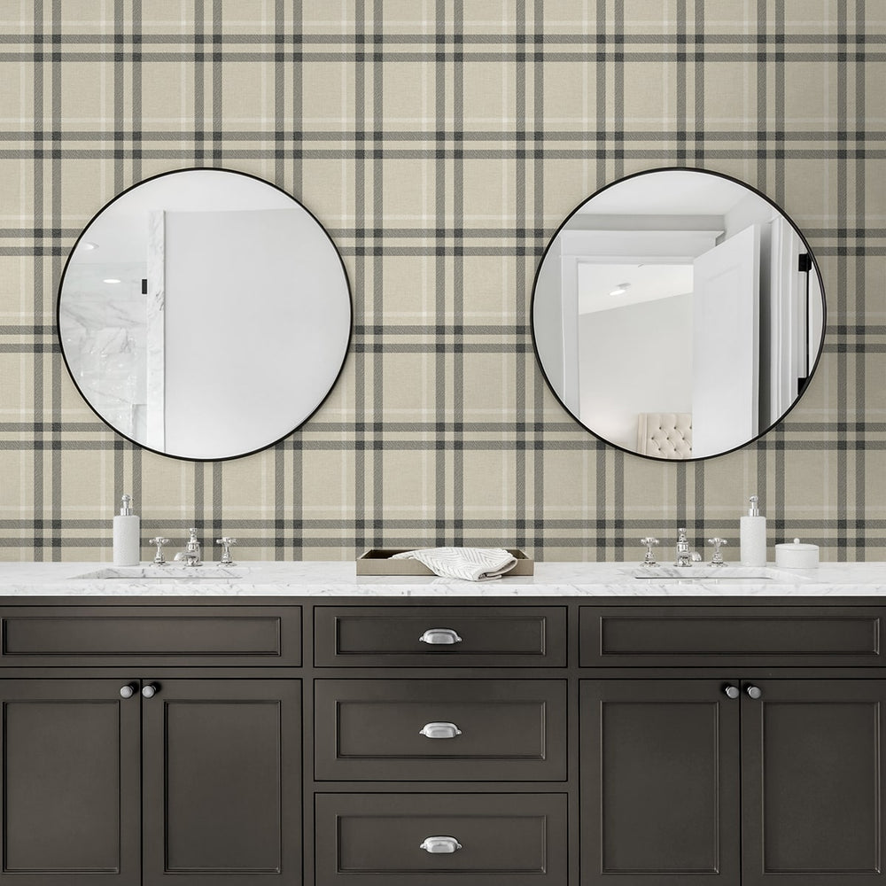 
                  
                    EP10805 neutral plaid prepasted wallpaper bathroom from Seabrook Designs
                  
                