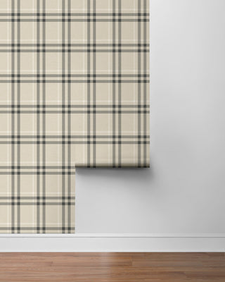 EP10805 neutral plaid prepasted wallpaper roll from Seabrook Designs