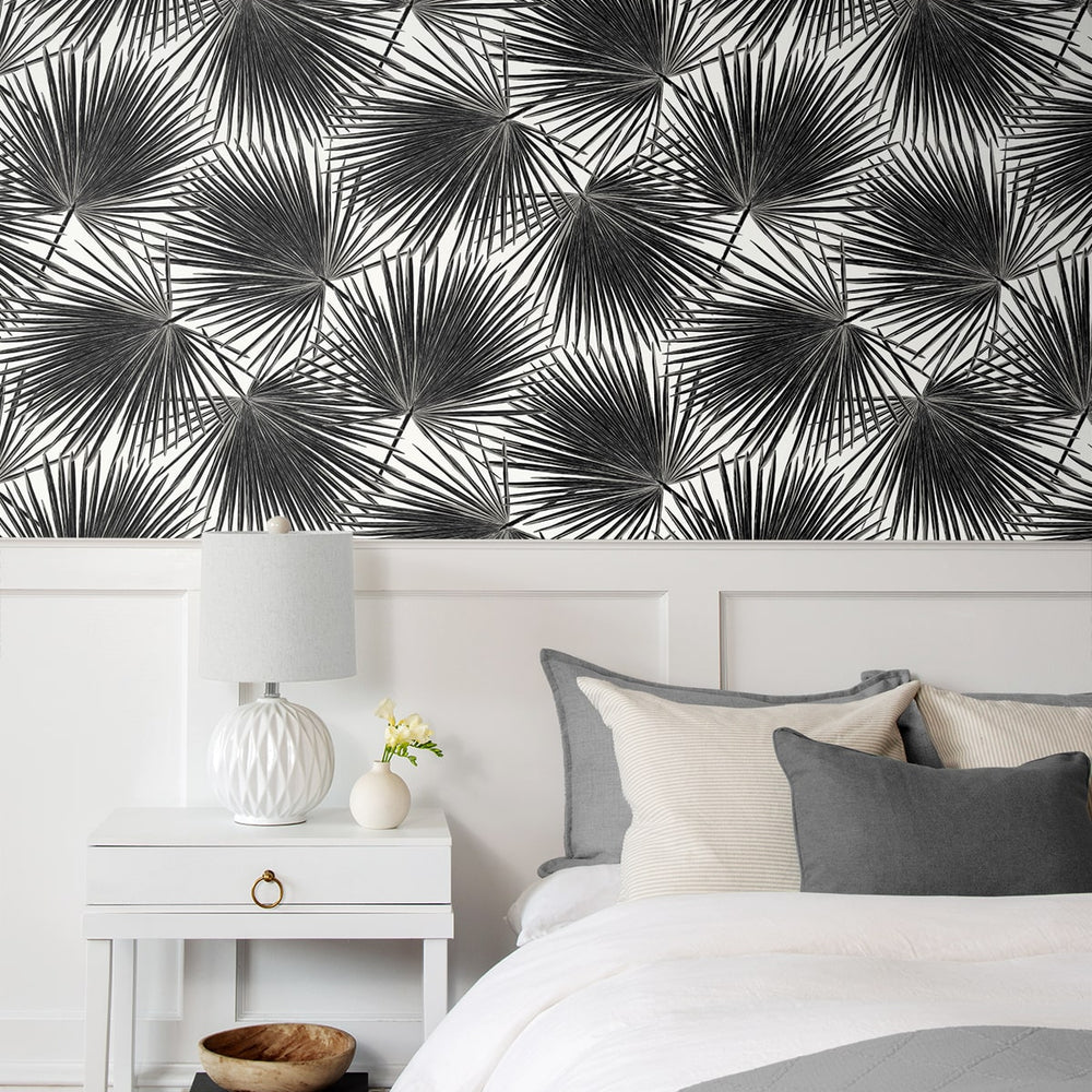 EP11000 coastal palm leaf prepasted wallpaper bedroom from Seabrook Designs
