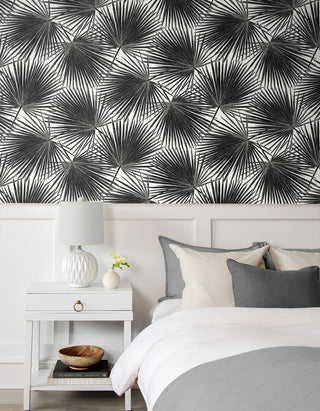 EP11000 coastal palm leaf prepasted wallpaper bedroom from Seabrook Designs