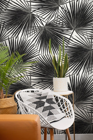 EP11000 coastal palm leaf prepasted wallpaper living room from Seabrook Designs