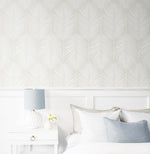 ET10805 neutral palm leaf wallpaper bedroom from Seabrook Designs