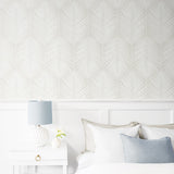 ET10805 neutral palm leaf wallpaper bedroom from Seabrook Designs