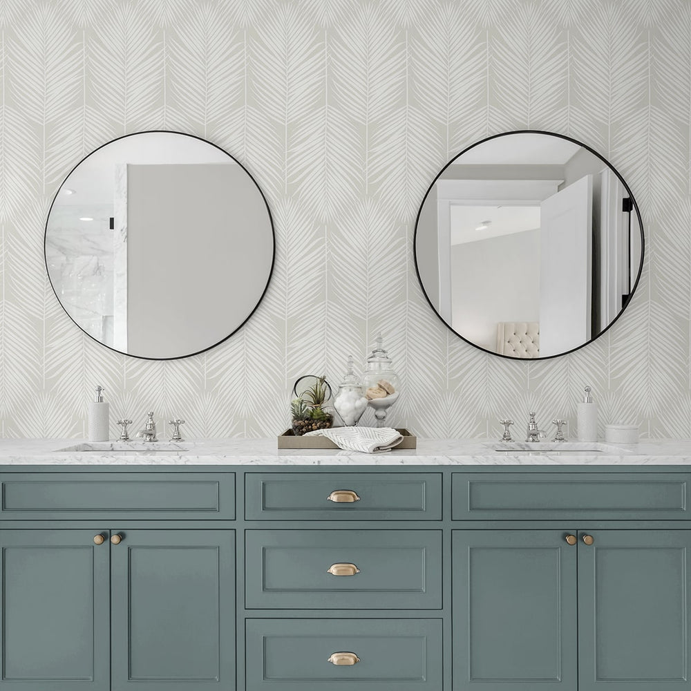 
                  
                    ET10805 neutral palm leaf wallpaper bathroom from Seabrook Designs
                  
                