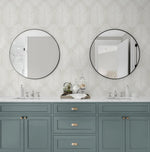 ET10805 neutral palm leaf wallpaper bathroom from Seabrook Designs