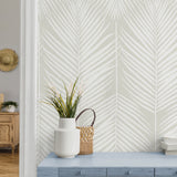ET10805 neutral palm leaf wallpaper decor from Seabrook Designs