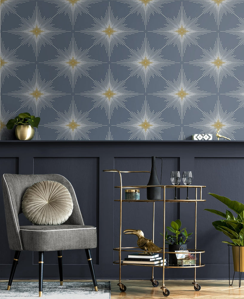 ET11409 North Star geometric wallpaper entryway from Seabrook Designs