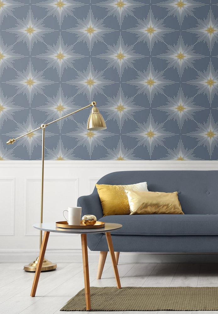 ET11409 North Star geometric wallpaper living room from Seabrook Designs