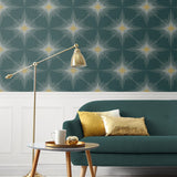 ET11414 North Star geometric wallpaper living room from Seabrook Designs