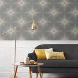 ET11418 North Star geometric wallpaper living room from Seabrook Designs