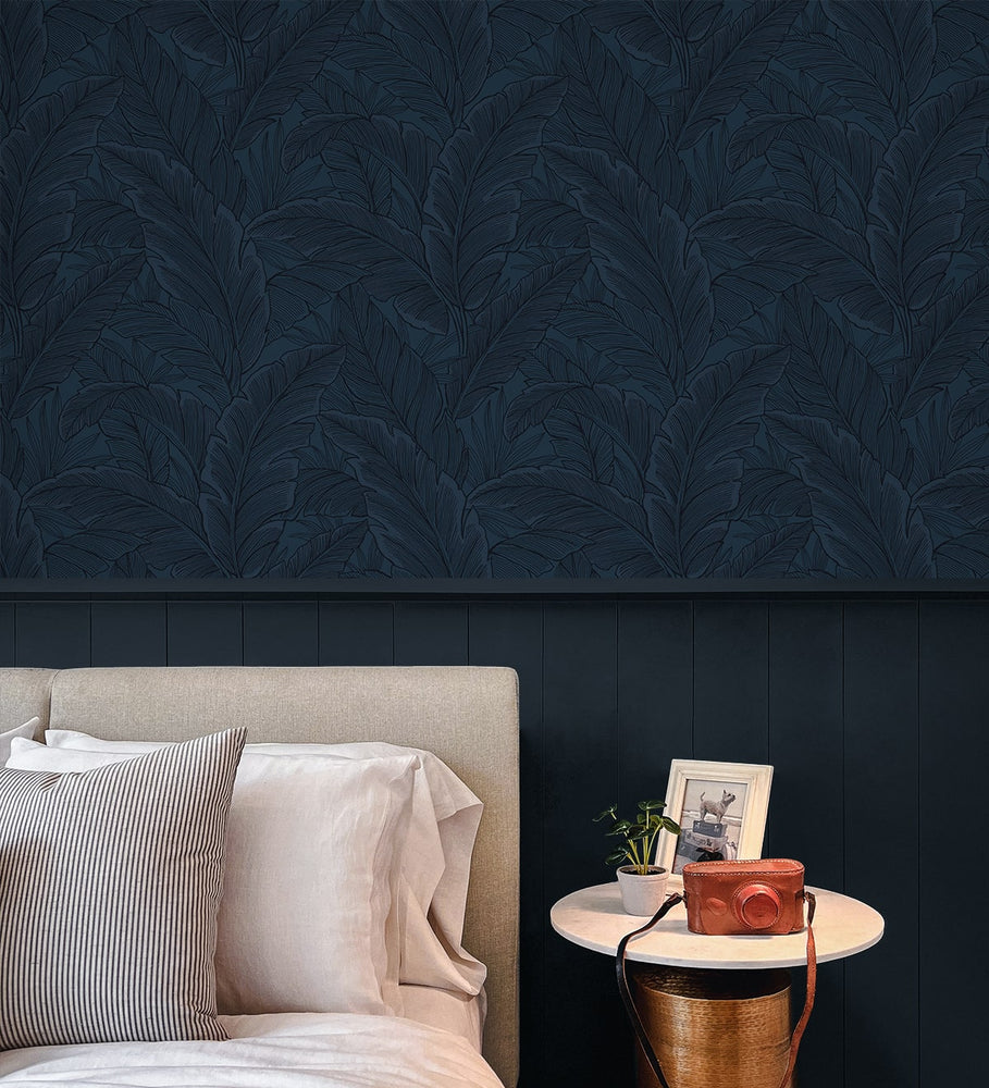 ET13002 leaf wallpaper bedroom from Seabrook Designs