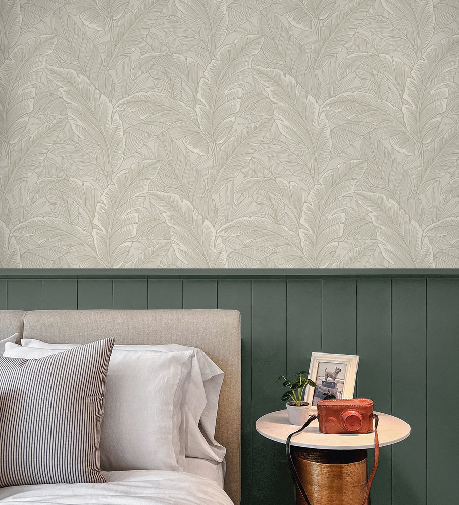 ET13005 leaf wallpaper bedroom from Seabrook Designs