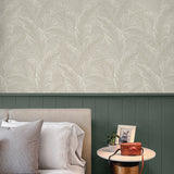 ET13005 leaf wallpaper bedroom from Seabrook Designs