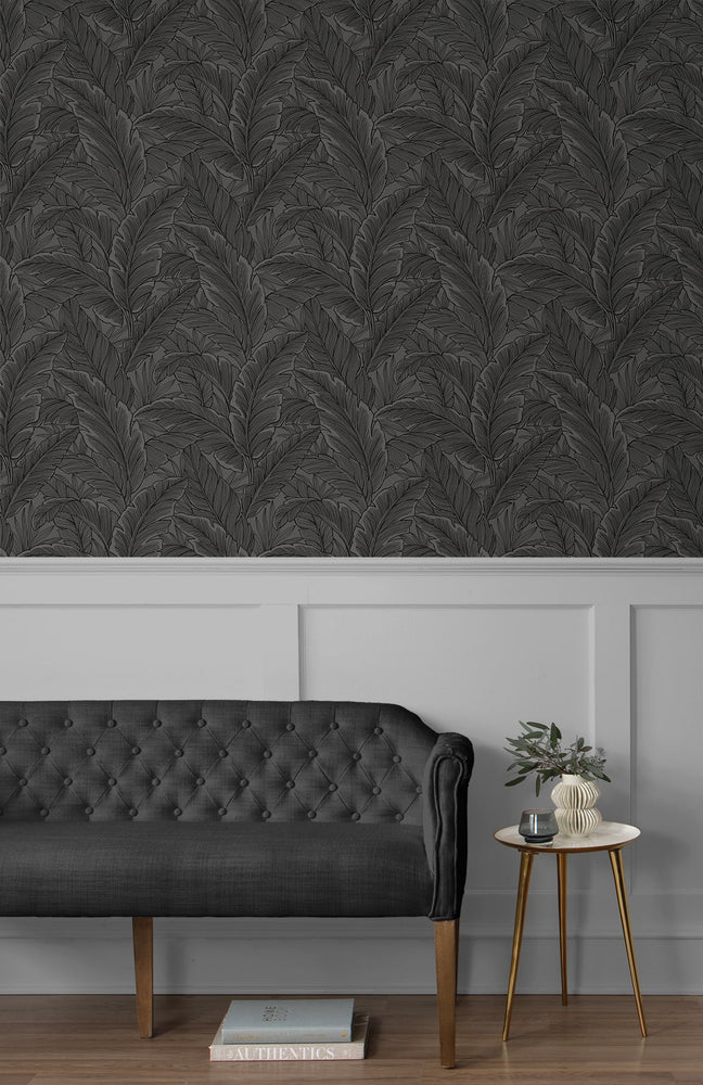 ET13008 leaf wallpaper entryway from Seabrook Designs