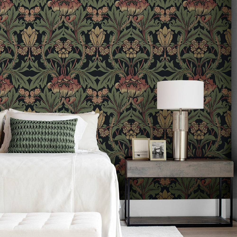 ET13101 vintage floral unpasted wallpaper bedroom from Etten Studios