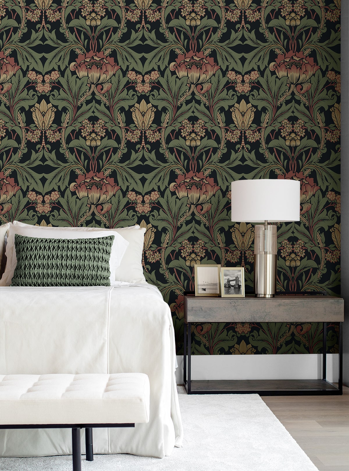 ET13101 vintage floral unpasted wallpaper bedroom from Etten Studios