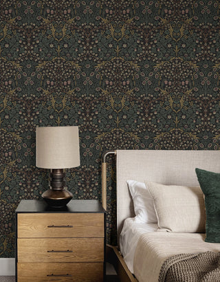 ET13216 William Morris blackthorn vintage unpasted wallpaper bedroom at Say Decor