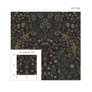 ET13216 William Morris blackthorn vintage unpasted wallpaper scale at Say Decor