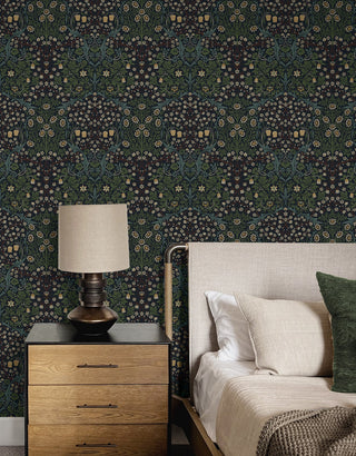 ET13222 William Morris blackthorn vintage unpasted wallpaper bedroom at Say Decor