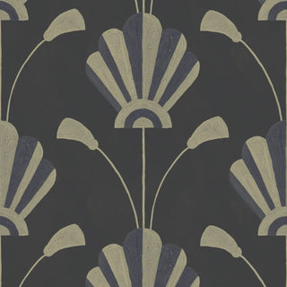 Mitchell Black South Beach Deco Fanflower Wallpaper in shade Gold Night at Say Decor