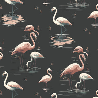 Mitchell Black Flamingo Wallpaper in shade Black at Say Decor