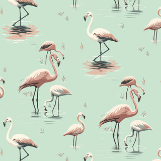 Mitchell Black Flamingo Wallpaper in shade Green at Say Decor