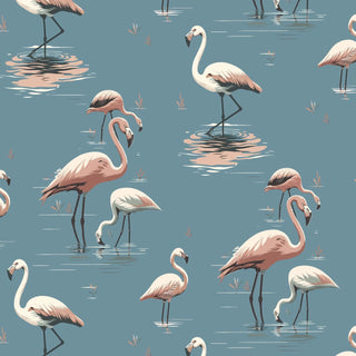 Mitchell Black Flamingo Wallpaper in shade Blue at Say Decor