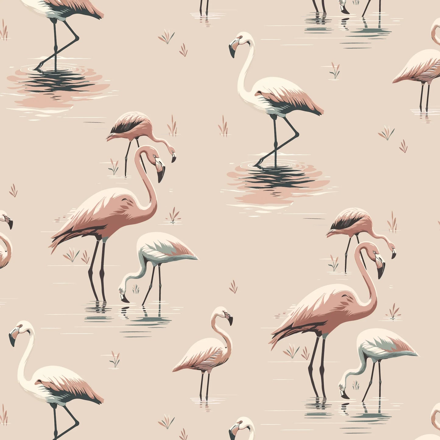 Mitchell Black Flamingo Wallpaper in shade Blush at Say Decor