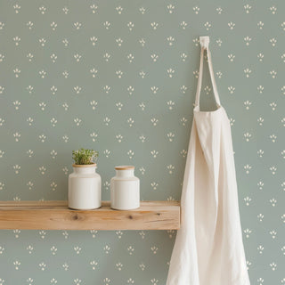 Mitchell Black Lady Charlotte Fleur Spot Wallpaper decor in shade Ash Blue at Say Decor