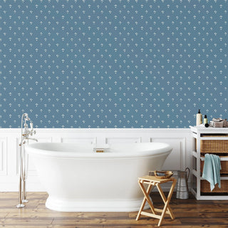 Mitchell Black Lady Charlotte Fleur Spot Wallpaper bathroom in shade Blue Salt at Say Decor