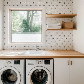 Mitchell Black Lady Charlotte Fleur Spot Wallpaper laundry room in shade Stamp at Say Decor