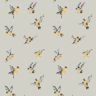 Mitchell Black Flight of the Finches Wallpaper in shade Gray at Say Decor