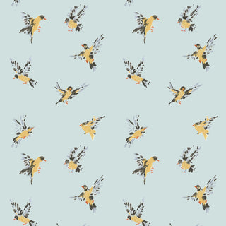Mitchell Black Flight of the Finches Wallpaper in shade Blue at Say Decor