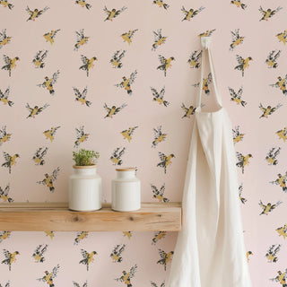 Mitchell Black Flight of the Finches Wallpaper Decor in shade Pink at Say Decor
