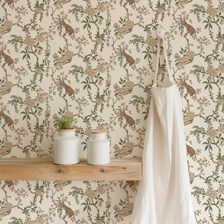 Mitchell Black Birdsong Floral Toile Wallpaper decor in shade Brown at Say Decor