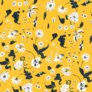 Mitchell Black Floral Bliss Abstract Wallpaper in shade Saffron at Say Decor