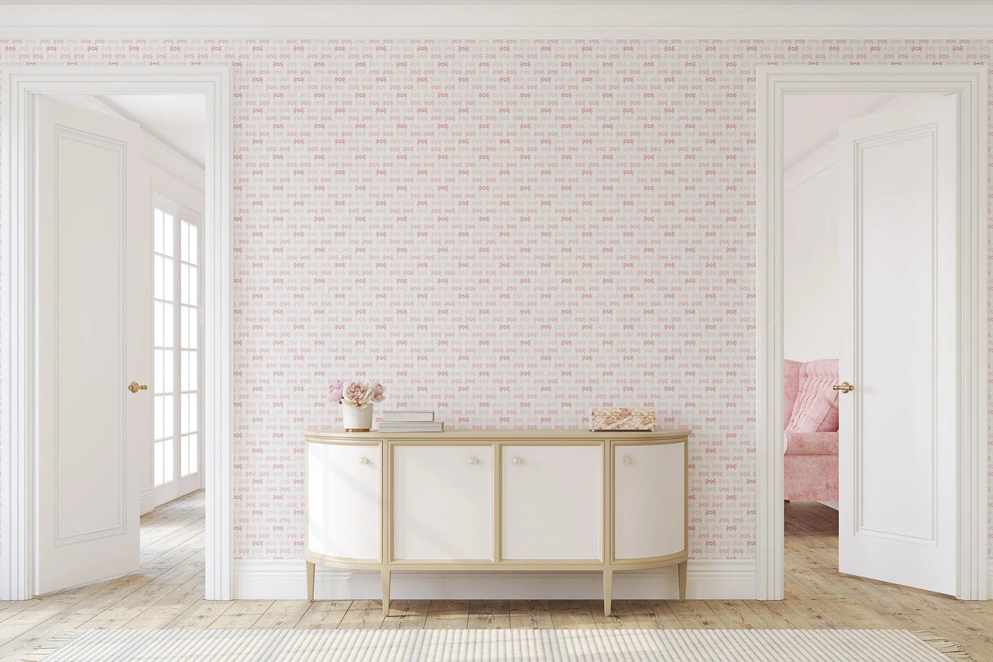 Mitchell Black x Honey + Hank Florida Sand Crab Wallpaper Entry Hall in shade Blush at Say Decor