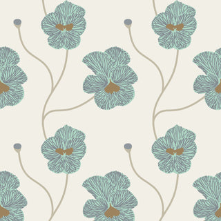Mitchell Black Natalie Papier Flourish Floral Wallpaper in shade Sunbleached Teal at Say Decor
