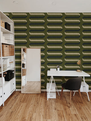 Mitchell Black Folding Ribbon Wallpaper Decor in shade Olive at Say Decor