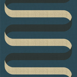 Mitchell Black Folding Ribbon Wallpaper in shade Peacock Blue at Say Decor
