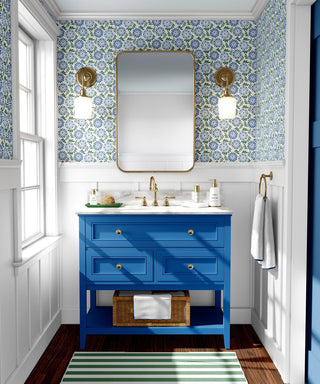 Mitchell Black x Honey + Hank Fruit of the Wine Wallpaper Bathroom in shade Blue at Say Decor