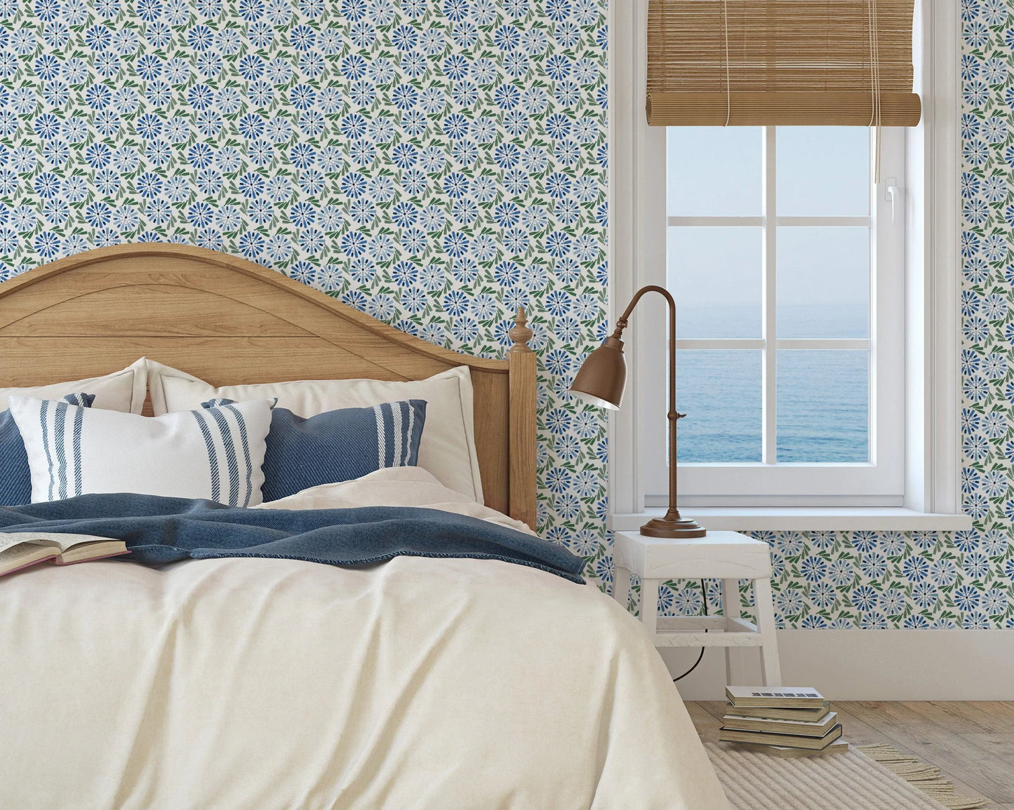 Mitchell Black x Honey + Hank Fruit of the Wine Wallpaper Bedroom in shade Blue at Say Decor