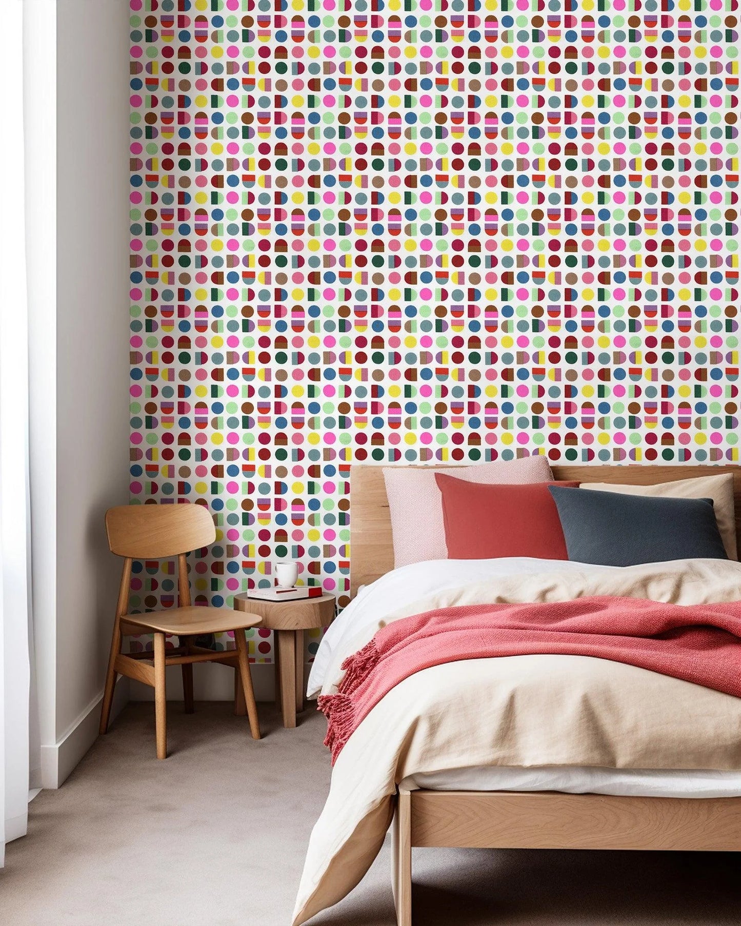 Mitchell Black Furbish Yvette Geometric Wallpaper bedroom in shade Multicolored at Say Decor