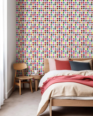Mitchell Black Furbish Yvette Geometric Wallpaper bedroom in shade Multicolored at Say Decor