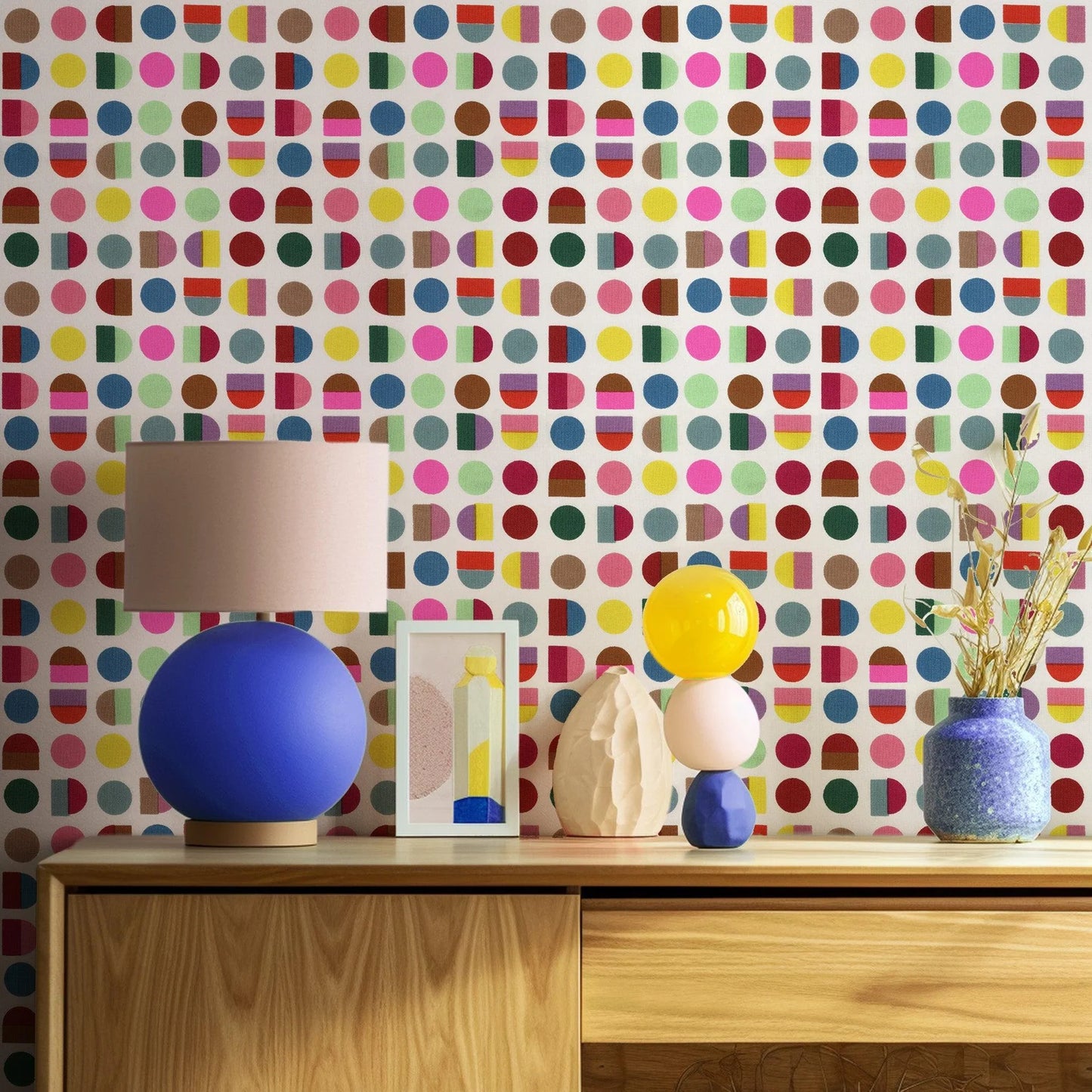 Mitchell Black Furbish Yvette Geometric Wallpaper decor in shade Multicolored at Say Decor
