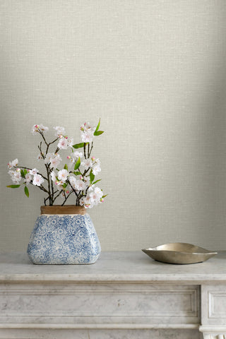 Nomi Faux Bleached Linen Embossed Vinyl Unpasted Wallpaper Fireplace from Say Decor